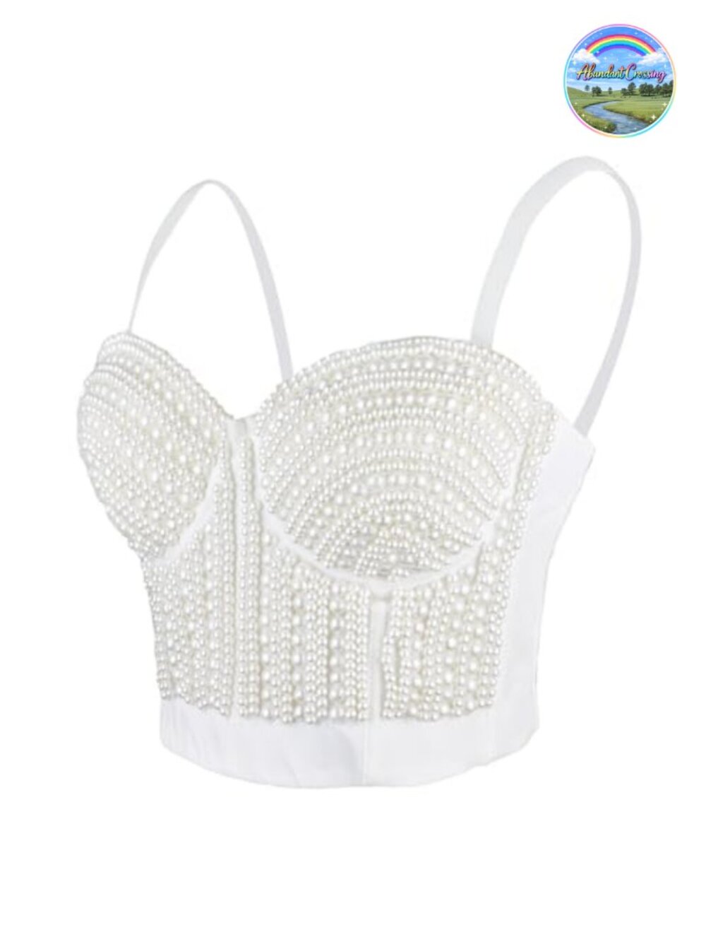 Pearls Beaded Bustier Corset Crop Top Strapless Party Clubwear